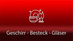 Gläser, Geschirr, Bestecke & gedeckter Tisch